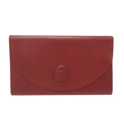 Pre-owned Cartier Bordeaux Red Color Leather Clutch Bag () In Burgundy