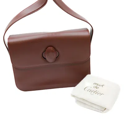 Pre-owned Cartier Bordeaux Red Color Leather Shoulder Bag ()