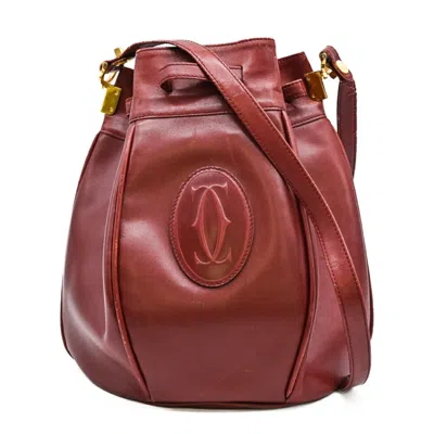 Pre-owned Cartier Bordeaux Red Color Leather Shoulder Bag () In Burgundy