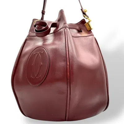 Pre-owned Cartier Bordeaux Red Color Leather Shoulder Bag () In Burgundy