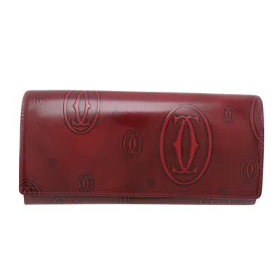Pre-owned Cartier Bordeaux Red Color Long Wallet (bi-fold) () In Burgundy