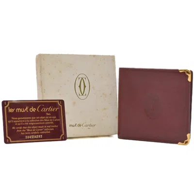 Pre-owned Cartier Bordeaux Red Color Wallet (bi-fold) () In Burgundy