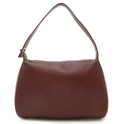 Pre-owned Cartier Bordeaux Red Color White Leather Shoulder Bag () In Bordeaux, Red Color, White