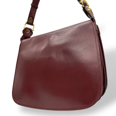 Pre-owned Cartier Bordeaux Red Color Wine Red Leather Shoulder Bag ()