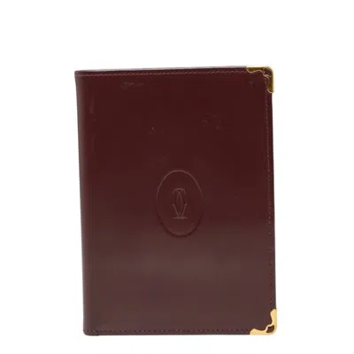Pre-owned Cartier Bordeaux Wine Red Leather Bill Wallet (bi-fold) () In Burgundy