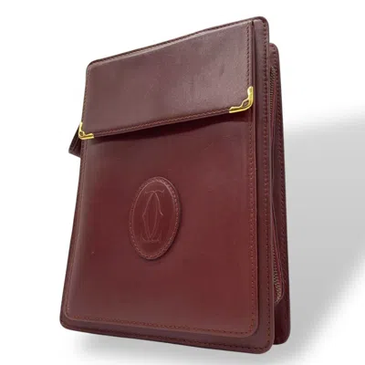 Pre-owned Cartier Bordeaux Wine Red Leather Clutch Bag ()