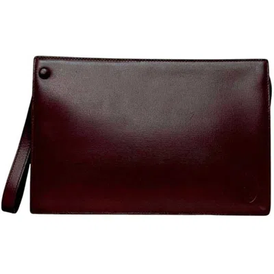Pre-owned Cartier Bordeaux Wine Red Leather Clutch Bag () In Burgundy
