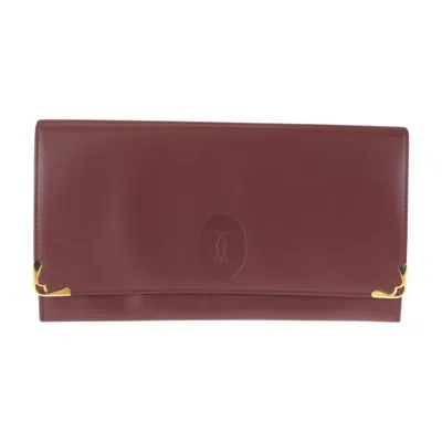 Pre-owned Cartier Bordeaux Wine Red Leather Clutch Bag () In Burgundy