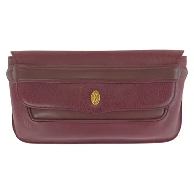 Pre-owned Cartier Bordeaux Wine Red Leather Clutch Bag () In Burgundy