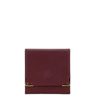 Pre-owned Cartier Bordeaux Wine Red Leather Coin Purse/coin Case () In Bordeaux, Wine Red