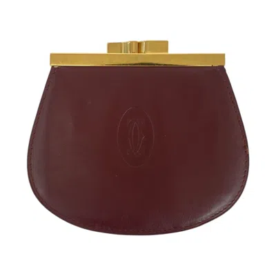 Pre-owned Cartier Bordeaux Wine Red Leather Coin Purse/coin Case () In Burgundy