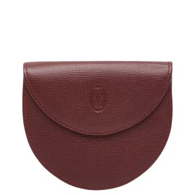 Pre-owned Cartier Bordeaux Wine Red Leather Coin Purse/coin Case () In Bordeaux, Wine Red