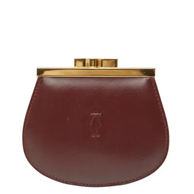 Pre-owned Cartier Bordeaux Wine Red Leather Coin Purse/coin Case () In Burgundy
