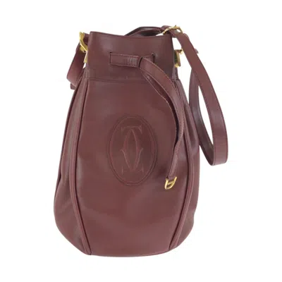 Pre-owned Cartier Bordeaux Wine Red Leather Pochette Shoulder Bag () In Burgundy
