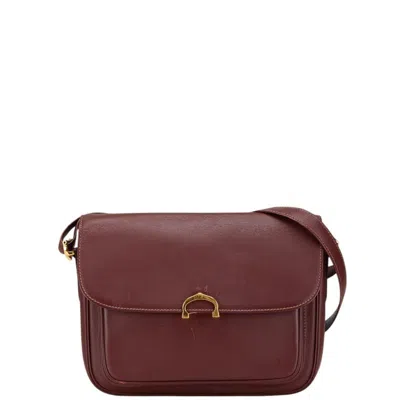 Pre-owned Cartier Bordeaux Wine Red Leather Shoulder Bag ()