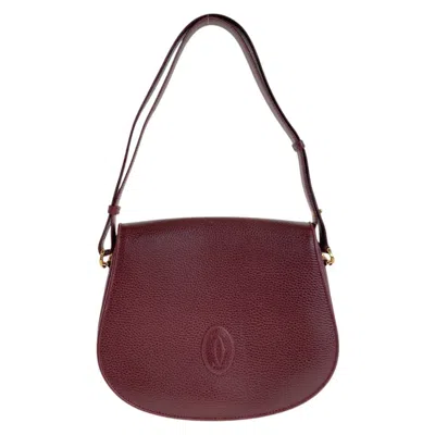 Pre-owned Cartier Bordeaux Wine Red Leather Shoulder Bag () In Burgundy