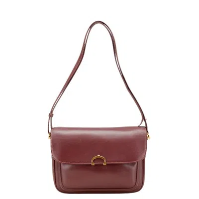 Pre-owned Cartier Bordeaux Wine Red Leather Shoulder Bag () In Burgundy