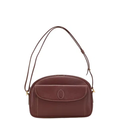 Pre-owned Cartier Bordeaux Wine Red Leather Shoulder Bag () In Burgundy