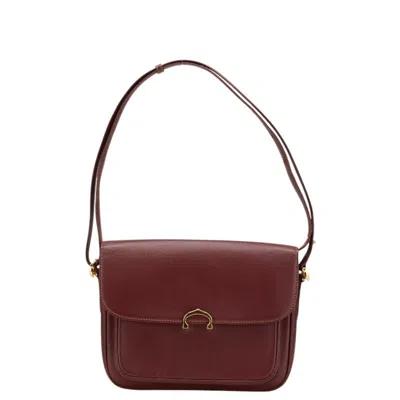 Pre-owned Cartier Bordeaux Wine Red Leather Shoulder Bag () In Burgundy