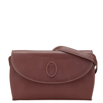 Pre-owned Cartier Bordeaux Wine Red Leather Shoulder Bag () In Burgundy