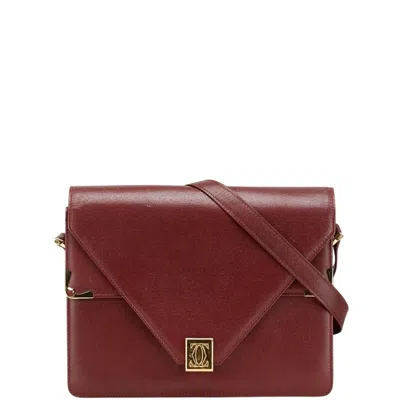 Pre-owned Cartier Bordeaux Wine Red Leather Shoulder Bag () In Burgundy
