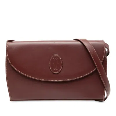Pre-owned Cartier Bordeaux Wine Red Leather Shoulder Bag () In Burgundy