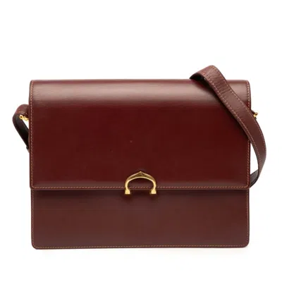 Pre-owned Cartier Bordeaux Wine Red Leather Shoulder Bag () In Burgundy