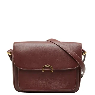 Pre-owned Cartier Bordeaux Wine Red Leather Shoulder Bag () In Burgundy