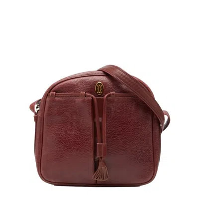 Pre-owned Cartier Bordeaux Wine Red Leather Shoulder Bag () In Burgundy