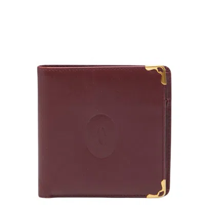 Pre-owned Cartier Bordeaux Wine Red Leather Wallet (bi-fold) () In Burgundy