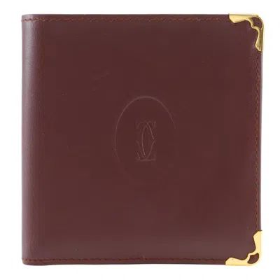 Pre-owned Cartier Bordeaux Wine Red Leather Wallet (bi-fold) () In Burgundy