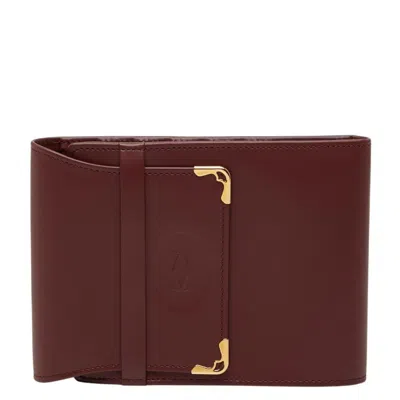 Pre-owned Cartier Bordeaux Wine Red Leather Wallet (bi-fold) () In Bordeaux, Wine Red