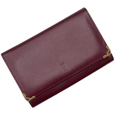 Pre-owned Cartier Bordeaux Wine Red Leather Wallet (bi-fold) () In Bordeaux, Wine Red