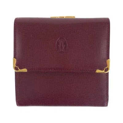 Pre-owned Cartier Bordeaux Wine Red Leather Wallet (tri-fold) () In Burgundy