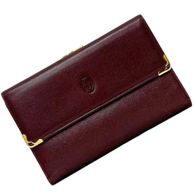 Pre-owned Cartier Bordeaux Wine Red Leather Wallet (tri-fold) () In Burgundy