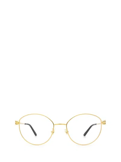 Cartier Boston Frame Glasses In 001 Gold Gold Transparent