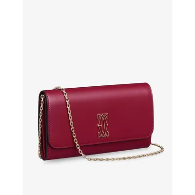 Cartier Womens Red Brand-foiled Leather Wallet On-a-chain