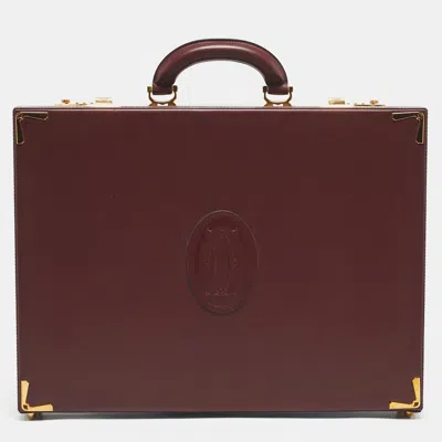 Pre-owned Cartier Briefcase In Burgundy