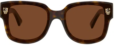 Cartier Brown & Black Panthère Wayfarer Acetate Sunglasses In 002 Havana