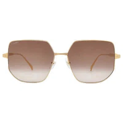 Pre-owned Cartier Brown Gradient Flash Geometric Ladies Sunglasses Ct0327s 002 58