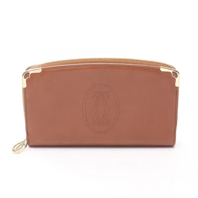 Pre-owned Cartier Brown Leather Long Wallet (bi-fold) ()