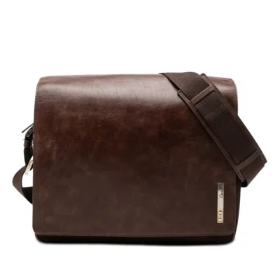 Pre-owned Cartier Brown Leather Messenger Bag Shoulder Bag ()