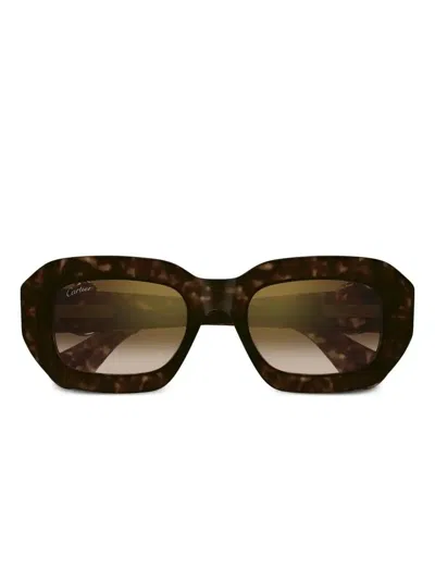 Cartier Geometric-frame Sunglasses In Brown