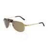 Cartier Brown Pilot Unisex Sunglasses Ct0074s 003 61