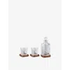Cartier Brown Santos De  Crystal Glasses, Decanter And Walnut Wood Coasters Set In Transparent