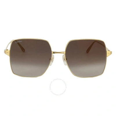 Cartier Brown Square Ladies Sunglasses Ct0297s 002 57