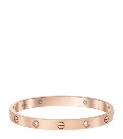 Cartier Brushed Rose Gold And Diamond Love Bangle