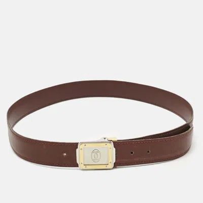 Pre-owned Cartier Buckle Belt In Burgundy