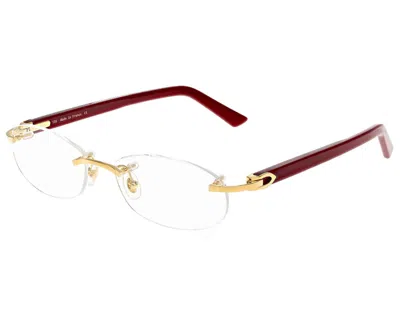Pre-owned Cartier Burgundy-gold 52mm-135mm Unisex Eyewear Ct0056o-003 In Clear