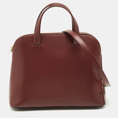 Pre-owned Cartier Burgundy Leather And Suede Must C Satchel